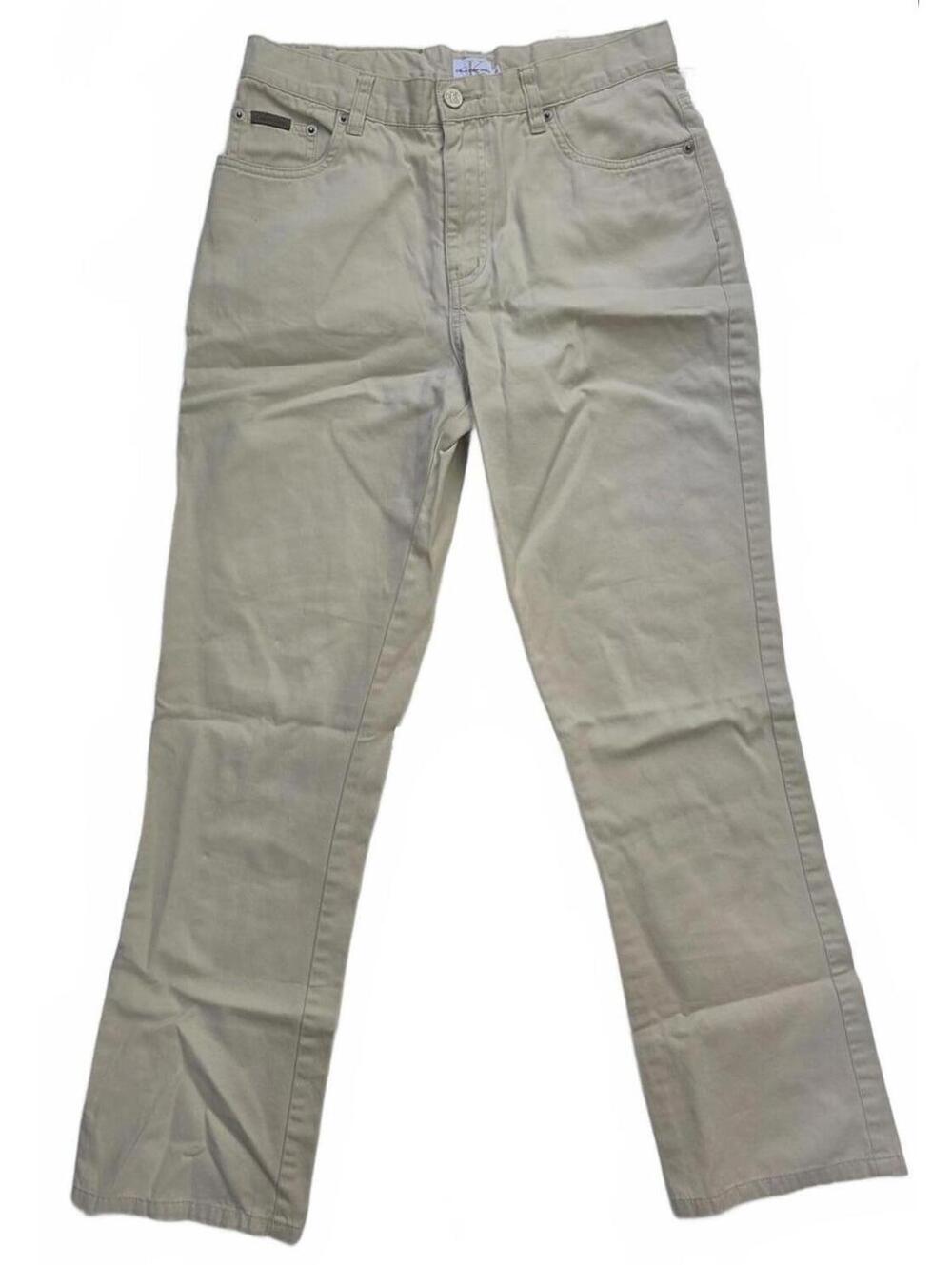 Vintage 90's Calvin Klein Khaki Denim Jeans Straight Leg l Size 9 l Beige Twill